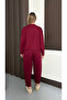 Women's Burgundy Oversized Tracksuit Set Comfortable Fit Sweatshirt and Elastic Leg Bottom - 5