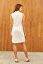 Cream Sleeveless Mini Dress with Pockets - 7