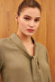 Khaki Collar Tie Detail Shirt - 2