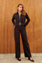 Navy Blue Striped 5-Pocket High Waist Trousers - 3