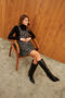 Black Checkered Unlined Mini Salopet - 2