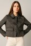 Women's Smoked Cap Sleeves Patch Pocket Shirt Collar Buttoned Suede Jacket - 3