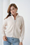 Women's Mock Neck Zipper Closure Oversized Knitwear Cardigan - 5