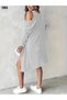 Women's Buttoned Collar Fleece-Lined Ribbed Knit Mini Dress and Jacket Set - 3