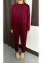 Women's Burgundy Oversized Tracksuit Set Comfortable Fit Sweatshirt and Elastic Leg Bottom - 6