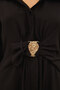 Black Above-Knee Crepe Dress with Accessory Detail - 5