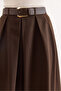 Women's Bitter Brown Belted Zippered Maxi Pleated Skirt Etk-19000377 - 3