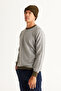 Gray-Khaki Non-Pilling Standard Fit Regular Cut Crew Neck Knitwear Sweater - 5