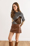 Women's Tan Mini Slit Mini Faux Leather Skirt with Shorts Etk-19000375 - 6