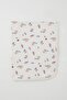 Newborn Baby Blanket Floral Pattern Polka Dot Detail Standard, Ecru