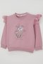 Girl's Sweatshirt with Floral Embroidery Detail on the Shoulders, Flower Printed 2-6 Years Old, Dried Rose - 6