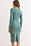 Women's Green Button Detailed Slit Midi Stretchy Dress Elb-19002256 - 3