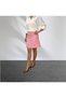 Tweed Fabric Pink Mini Length Bell Model Lined Skirt - 6