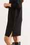 Women's Black Kangaroo Pocket Slit Knitwear Tunic Dress Elb-19002550 - 5