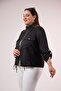 Plus Size Pocket Detail Jacket with Arm Epaulettes Black - 6