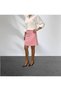 Tweed Fabric Pink Mini Length Bell Model Lined Skirt - 4