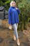Cobalt Blue Turtleneck Casual Angora Soft Knitwear Sweater - 3