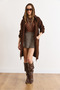 Women's Bitter Brown Hooded Pocket Soft Textured Thick Cardigan Hrk-19000416 - 2