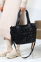 Black Quilted Large Shoulder Crossbody Women's Parachute Fabric Bag - 2