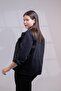 Large Size Pocketed Epaulettes Denim Jacket Black - 8