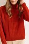 Women's Tile Mock Neck Knitted Sweater with Braided Hair in the Middle Kzk-19000912 - 4