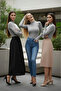 3-Piece Gray Finger-Looped Women's Bodysuit Set - 3