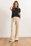 Women's Stone Waistband Pocketed Wool Effect Wide Leg Winter Trousers Pnt-19000383 - 5