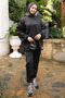 Black Embroidered Tunic Trouser Suit - 2