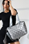 Anthracite Quilted Large Shoulder Crossbody Women's Parachute Fabric Bag - 7