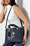 Navy Blue Tassel Detailed Women's Shoulder and Hand Bag Stylish and Convenient Design - 3