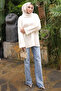 Cream Turtleneck Casual Angora Soft Knit Sweater - 2