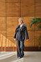 Women's Fur Collar Sleeves Zippered Suit Anthracite - 3