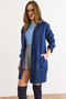 Women's Navy Blue Pocket Detail Collar Detailed Soft Textured Knitwear Cardigan Hrk-19000322 - 4
