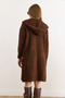 Women's Bitter Brown Hooded Pocket Soft Textured Thick Cardigan Hrk-19000416 - 6