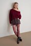 6991 Women's Boat Neck Soft Textured Sweater Burgundy