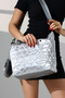 Women's Gray Quilted Large Shoulder Crossbody Parachute Fabric Bag - 6