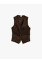 Buttoned Sleeveless V-Neck Belt Detailed Plaid Vest