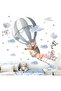 Animals Balloon Wall Stickers for Nursery - Hot Air Balloon, Elephant, Deer, Fox, Koala, Rabbit