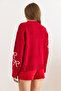 Women's Red Bow Detailed Soft Textured Knit Sweater Kzk-19001091 - 5