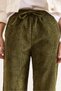 Women's Khaki Velvet Pocketed Elastic Waist Thick Corded Fabric Wide Leg Pants Pnt-19000387 - 5