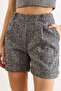 Women's Gray Leg-Folded Pocketed Cashmere Shorts Shrt-19000081 - 3