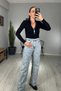 Polo Neck Zippered Blouse, Pack of Shoulder Pad - 4