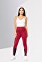 Women Plain Pull On Leggings, Burgundy - 2