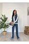 ZIPPERED STRIPED IMPORTED MODAL FABRIC COTTON WOMEN'S BOHEMIAN COMFORTABLE TOP-BOTTOM TRACKSUIT SET