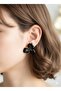 Black Enamel Gold Detailed Large Flower Earrings