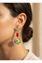 Gold Starfish and Red Coral Detailed Fish Earrings