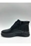 Genuine Leather Lace-Up Zippered Flexible Rubber Sole with Fur Inside Black Color Winter Men's Boots - 3