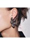 Black Zircon Stone Big Asymmetric Flower Evening Dress Earrings
