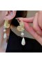 Gold Butterfly Figured Drop Pearl Detailed Evening Dress Earrings