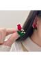 Red Velvet Textured Minimal Tulip Flower Earrings